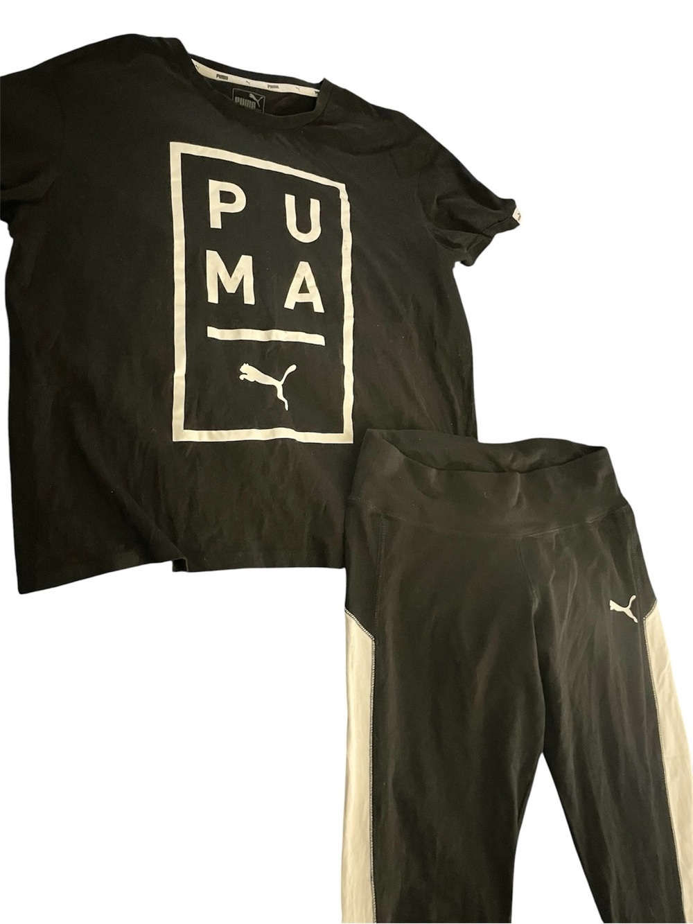 Puma Black Athletic Crop Top with White Logo